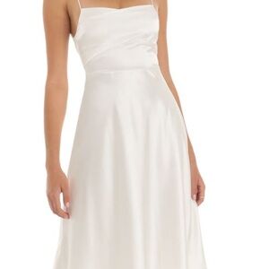 lucy in the sky white midi dress